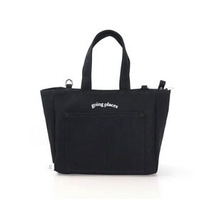 Going places tote bag in black